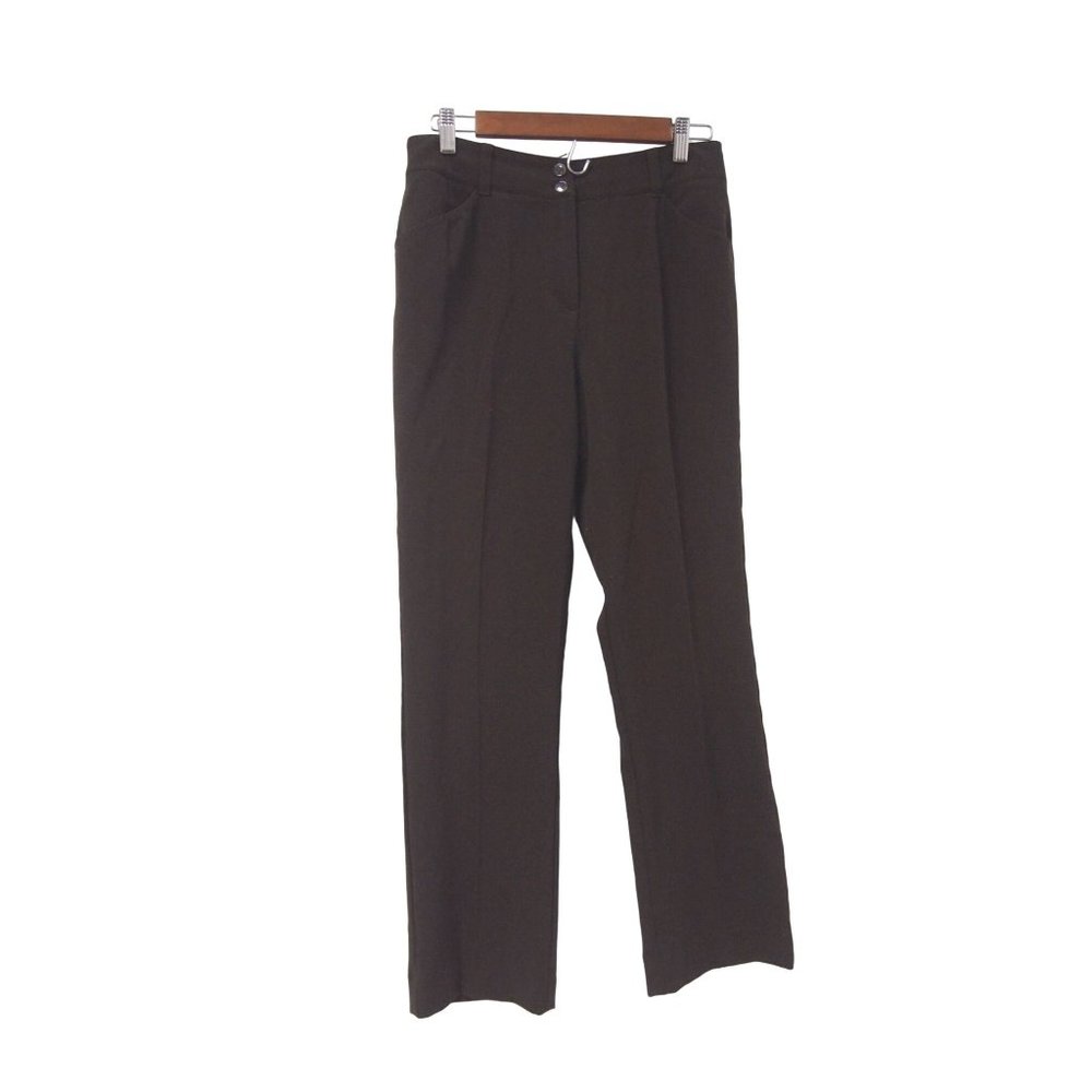 Chicos Womens Dress Pants 1/M Brown Trousers Straight Leg Pleated